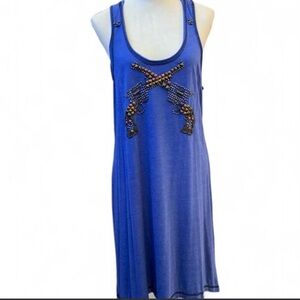Double D Ranch Blue long dress with a beautiful gun design